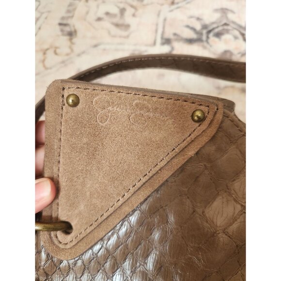 Jessica Simpson Large Leather Brown Embossed Shoulder Tote Bag NWOT - Picture 2 of 8